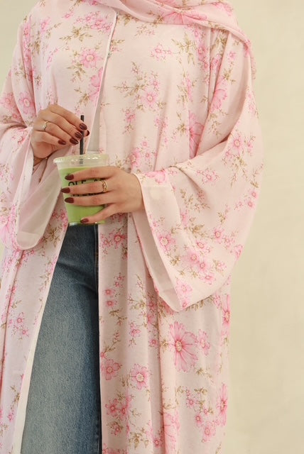 Soft Pink Floral Abaya