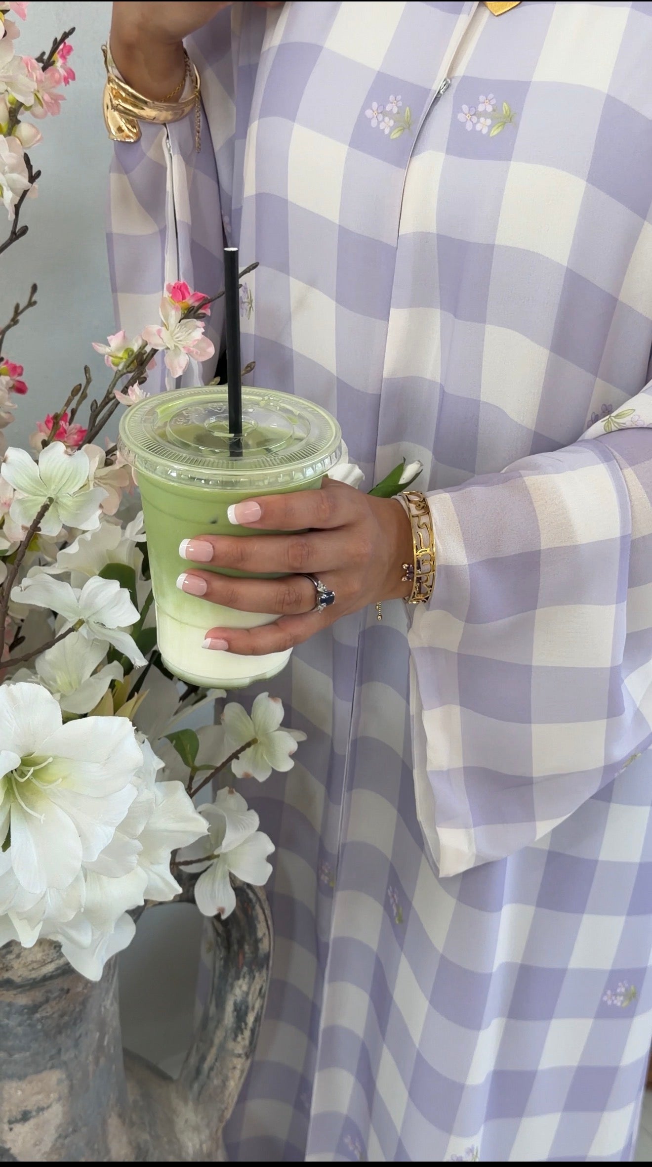 Lavender Checkered Abaya