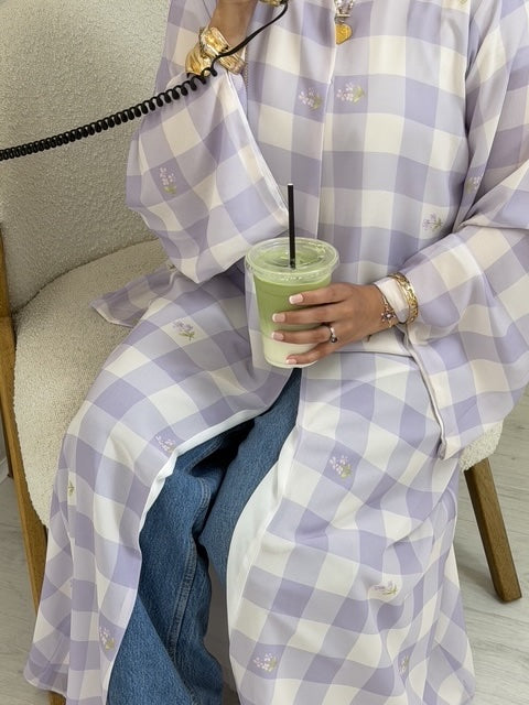 Lavender Checkered Abaya